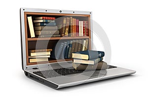 Concept of E-learning education or internet library.