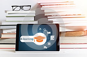 Concept of e-learning, online course, webinar