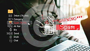 Concept of e-mail and computer viruses. Review the concepts of internet security, spam and e-marketing on screen. Spam email pop-