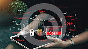 Concept of e-mail and computer viruses. Review the concepts of internet security, spam and e-marketing on screen. Spam email pop-