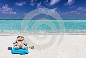 Concept of a Easter bunny on a tropical beach photo