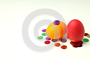 Concept of Easter eggs, space for text