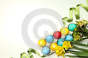 Concept of Easter eggs, space for text