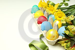 Concept of Easter eggs, space for text