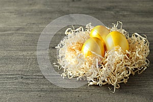 Concept of Easter eggs, space for text