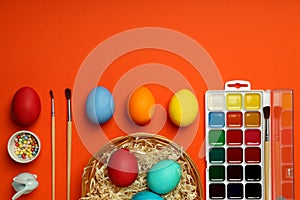 Concept of Easter eggs, space for text