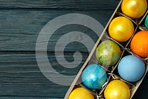 Concept of Easter eggs, space for text