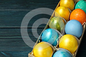 Concept of Easter eggs, space for text