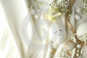 Concept of Easter eggs, space for text