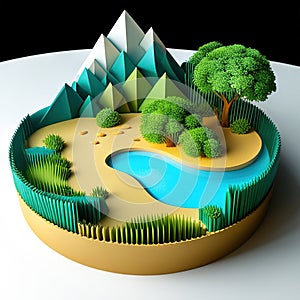 Concept of ecology and world water day Paper artpaper cut paper collage