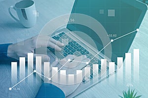 Concept of economic and business growth through consultation and achievement of goals. In front of the growth chart