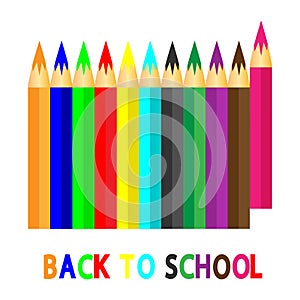 Concept of education. Back to school banner with colorful pencils. Vector