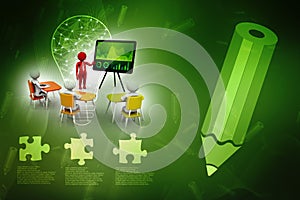 Concept of Meeting, education and learning, Presentation. Isolated white background, 3d render