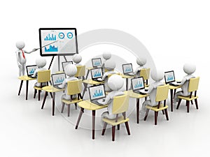 Concept of education and learning,Presentation. Isolated white background, 3d render