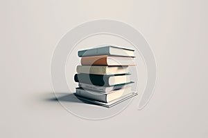 The concept of education with the opening of a book or textbook in the old library, a stack of literature books on the table