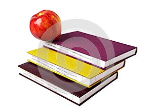 Concept of education. A red apple on top of a stack of the books