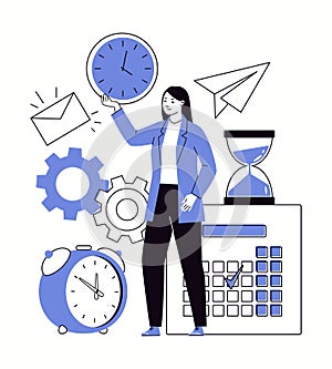 Concept of Effective Time Management. Successful Businesswoman