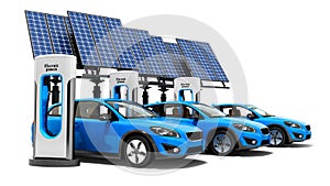 Concept electric refill for electric cars with solar panels view