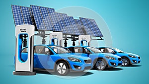 Concept electric refill for electric cars with solar panels view