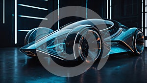 Concept electric super car autonomous vehicle. Future and advance technologies idea.