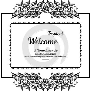 Concept elegant welcome tropical, isolated on a white, various flower. Vector