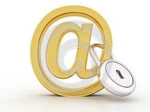 3d render of email symbol with lock