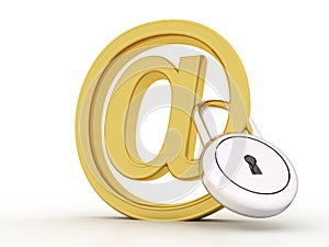 3d render of email symbol with lock