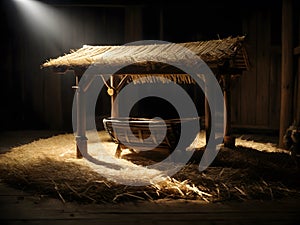 A concept of an empty manger where Jesus was born as in bible