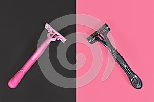 Concept for ender stereotypes showing pink and black razor aimed at specific genders