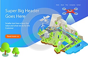 Concept engineers surveyors and cartographers make geodetic measurements using a drone isometric map copter and theodolite