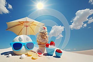 The concept of enjoying and relaxing on a tropical beach during a summer vacation it be used for website, landing page, social