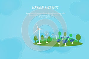 Concept of environment conservation and renewable energy. Vector Illustration
