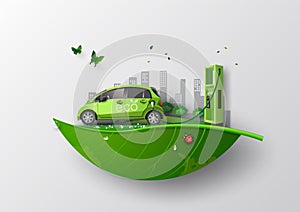 Concept of Environmentally friendly  with eco car .