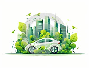 Concept of Environmentally friendly with eco car.