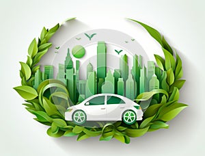 Concept of Environmentally friendly with eco car.