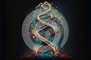Concept of the Evolution of Human DNA Illustration Helix Background Generative AI