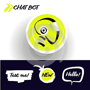 Concept of facial avatar chatbot. Sketch head robot. Sign intell