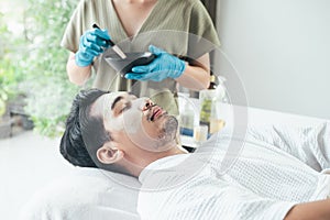 Concept facial treatment and skin rejuvenation for men