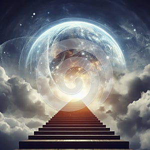 the concept of faith, the stairway that leads to heaven. ai generative