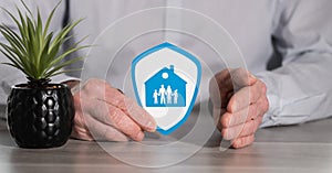 Concept of family and house insurance