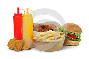 Concept of fast food isolated on white background