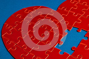 The concept of feelings in a puzzle. missing pieces in the puzzle, broken love