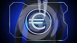 Concept finance, currency, digital technology. coins, euro, Europe, EUR
