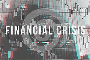 The concept of the financial crisis on the background of a modern building