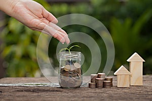 The concept of financial savings to buy a house.