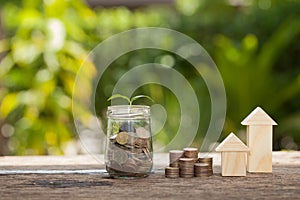 The concept of financial savings to buy a house.