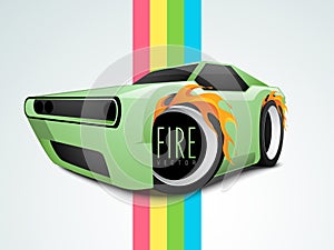 Concept of fire with car wheels.