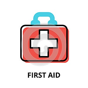 Concept of First Aid icon, modern flat editable line design vector illustration