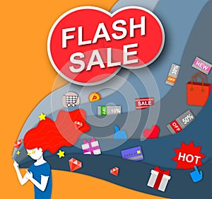 The concept of flash sale banner for advertising.