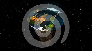 The concept of a flat planet Earth. 3d rendering photo